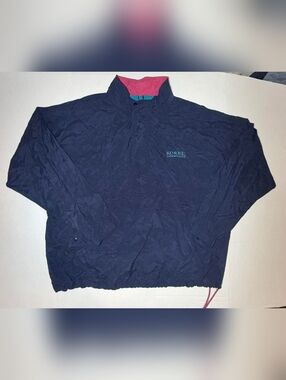 VINTAGE Korbel Champagne Navy Pullover Windbreaker with Pink Collar